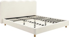 Ágy 180x200 cm méretben, krém színben, bouclé kárpittal IZMIR