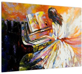 Kép - Egy nő zongorázása (üvegen) (70x50 cm)