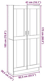 kézműves tölgy színű szerelt fa magasszekrény 82,5x30,5x185 cm