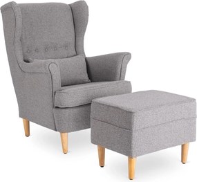 Fotel Wypoczynkowy EVAN 2 z Podnóżkiem Szary