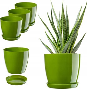 Virágtartó Fedő 23cm Virágágyás Állvánnyal Zöld Műanyag 3db