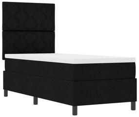 Rugós ágy matraccal és LED világítással, fekete, 80 x 200 cm, szövet