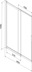 Mexen Fox, 2 szárnyas kádparaván 85x150 cm, 5 mm matt üveg, króm profil, 891-085-002-01-30