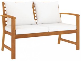 tömör akácfa kerti pad krémszínű párnával 120 cm