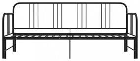 fekete fém kihúzható kanapéágy-keret 90 x 200 cm