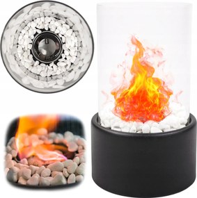 Biokandalló Szabadonálló Kandalló Bio Üzemanyag Terasz Asztal Fekete üveggel