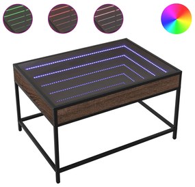 Barna tölgy végtelen hatású LED-es dohányzóasztal 70x50x41 cm