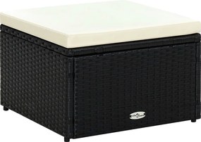 vidaXL Fekete polyrattan ottomán zsámoly 53x53x30