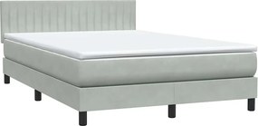 vidaXL világosszürke bársony rugós ágy matraccal 160x210 cm
