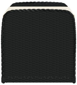 Fekete polyrattan tárolópad párnával 80 x 51 x 52 cm