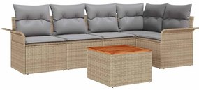 vidaXL Kerti Kanapé Szett párnával 6 pcs Bézs polirattan