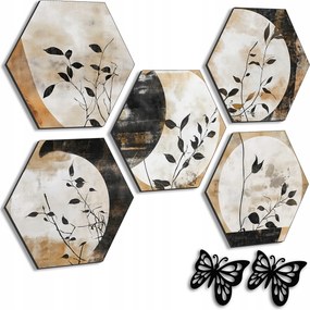 Képek A Nappaliba Képszett Faldekoráció Geometrikus Levelek Boho