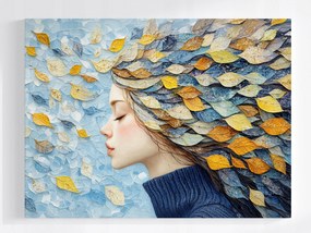 Poszter Portré Nő Lány Levelek Ősz 100x75