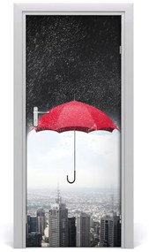 Ajtóposzter öntapadós Umbrella a város felett 75x205 cm