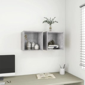 2 db betonszürke szerelt fa fali szekrény 37 x 37 x 37 cm