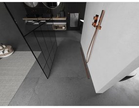 Mexen Kioto, Walk-In zuhany paraván 100 x 200 cm, 8 mm üveg fekete mintás, réz matt profil, 800-100-002-65-78
