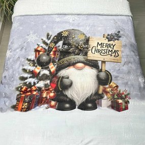 Karácsonyi takaró mikroplüss bárányból, manófekete150x200cm TiaHome