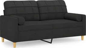 vidaXL 2 személyes fekete szövet kanapé díszpárnákkal 140 cm