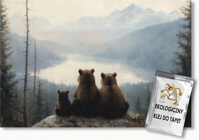 Fotótapéta Flizelina Gyerekek Hegyek Erdő Medve Mackó Család 200x140 ragasztó