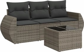 vidaXL 4 részes szürke polyrattan kerti ülőgarnitúra párnákkal