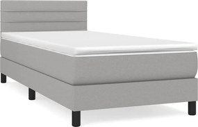 vidaXL világosszürke szövet rugós ágy matraccal 100 x 200 cm