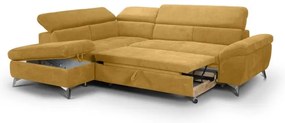 Sárga, balos SALERNO L-alakú kihúzható sarokkanapé
