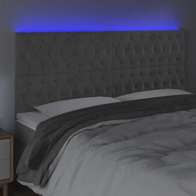 világosszürke bársony LED-es fejtámla 180x7x118/128 cm