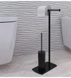 GEDY FLORIDA szabadonálló WC-kefe és törölközőtartó, matt fekete, INOX (733214)