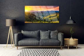 Modern üvegkép West Meadow Landscape 125x50 cm
