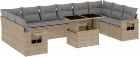 vidaXL 11 részes bézs polyrattan kerti ülőgarnitúra párnákkal