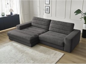 Antracitszürke bársony sarokkanapé (bal oldali-heverő résszel) Sierra – Bobochic Paris