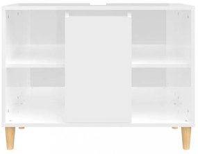 magasfényű fehér szerelt fa mosdószekrény 80 x 33 x 60 cm