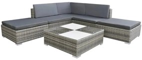 vidaXL 6-részes szürke polyrattan kerti bútorszett párnákkal