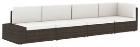 fekete polyrattan középső kanapéelem