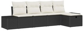 Kerti Kanapé Szett 5 pcs Fekete 55 x 62 x 69 cm Poli rattan