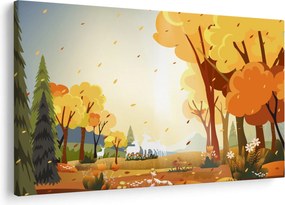 Kép - őszi táj, illusztrációk (90x60 cm)