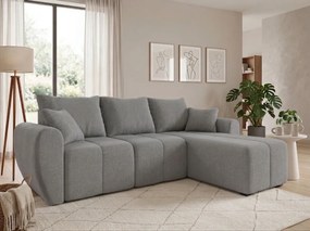 SEVIO L alakú kihúzható sarokkanapé, 246x145 cm, szürke, univerzális + 2 párna INGYEN