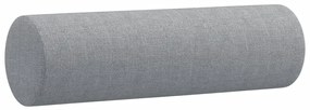 2 személyes világosszürke szövet kanapé díszpárnákkal 120 cm