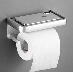 Wc-papír Tartó Polccal telefontartó állvány öntapadós ezüst