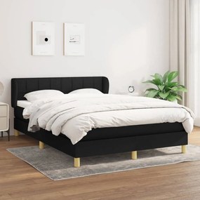 Fekete szövet rugós ágy matraccal 140 x 200 cm