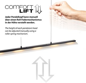 Design függőlámpa fekete, beépített, dimmelhető LED-del, 3 fokozatú Easylift rendszerrel - Nele