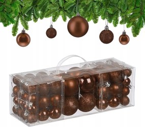 76 db-os barna karácsonyfadísz szett – vegyes méretek, matt és fényes