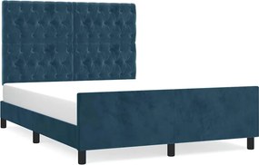 vidaXL sötétkék bársony ágykeret matrac nélkül 140x200 cm