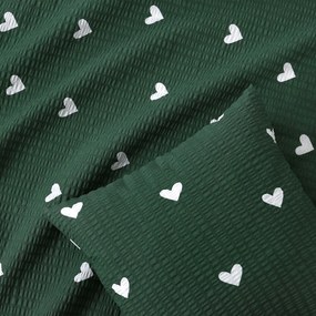 Goldea karácsonyi krepp párnahuzat - szívecskék, sötétzöld alapon 40 x 40 cm
