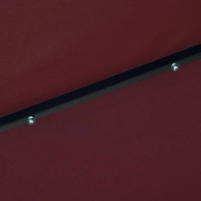 bordó kültéri napernyő LED-fényekkel és acélrúddal 300 cm