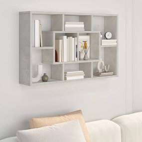 betonszürke szerelt fa fali polc 85 x 16 x 52,5 cm