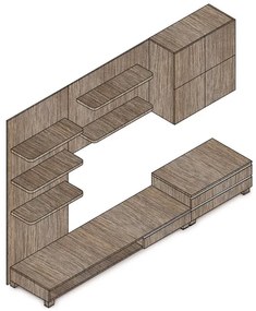 Nappali fal 300×59×210 cm, dió színben