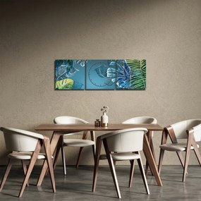 Kép - Trópusi növények levelei (órával) (90x30 cm)