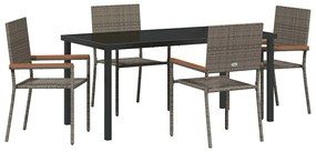 vidaXL Kert étkező szett párnával 5 pcs Szürke polirattan