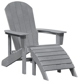 Adirondack Székek Lábpihentőkkel 2 db Világosszürke HDPE